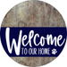 Welcome To Our Home Sign Dog Navy Stripe Wood Grain Decoe-3711-Dh 18 Round