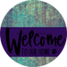 Welcome To Our Home Sign Dog Purple Stripe Petina Look Decoe-3802-Dh 18 Wood Round