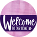 Welcome To Our Home Sign Dog Purple Stripe Pink Stain Decoe-3813-Dh 18 Wood Round