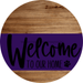 Welcome To Our Home Sign Dog Purple Stripe Wood Grain Decoe-3797-Dh 18 Round