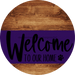 Welcome To Our Home Sign Dog Purple Stripe Wood Grain Decoe-3798-Dh 18 Round