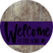 Welcome To Our Home Sign Dog Purple Stripe Wood Grain Decoe-3801-Dh 18 Round