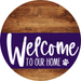 Welcome To Our Home Sign Dog Purple Stripe Wood Grain Decoe-3808-Dh 18 Round