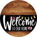 Welcome To Our Home Sign Easter Black Stripe Wood Grain Decoe-3536-Dh 18 Round