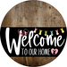 Welcome To Our Home Sign Easter Black Stripe Wood Grain Decoe-3538-Dh 18 Round