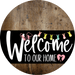 Welcome To Our Home Sign Easter Black Stripe Wood Grain Decoe-3538-Dh 18 Round