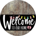 Welcome To Our Home Sign Easter Black Stripe Wood Grain Decoe-3539-Dh 18 Round