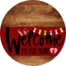 Welcome To Our Home Sign Easter Dark Red Stripe Wood Grain Decoe-3454-Dh 18 Round