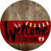 Welcome To Our Home Sign Easter Dark Red Stripe Wood Grain Decoe-3456-Dh 18 Round