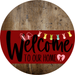 Welcome To Our Home Sign Easter Dark Red Stripe Wood Grain Decoe-3456-Dh 18 Round