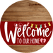 Welcome To Our Home Sign Easter Dark Red Stripe Wood Grain Decoe-3463-Dh 18 Round