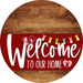 Welcome To Our Home Sign Easter Dark Red Stripe Wood Grain Decoe-3464-Dh 18 Round