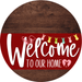 Welcome To Our Home Sign Easter Dark Red Stripe Wood Grain Decoe-3465-Dh 18 Round