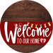 Welcome To Our Home Sign Easter Dark Red Stripe Wood Grain Decoe-3465-Dh 18 Round