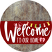 Welcome To Our Home Sign Easter Dark Red Stripe Wood Grain Decoe-3467-Dh 18 Round
