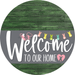 Welcome To Our Home Sign Easter Gray Stripe Green Stain Decoe-3432-Dh 18 Wood Round