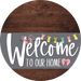 Welcome To Our Home Sign Easter Gray Stripe Wood Grain Decoe-3425-Dh 18 Round