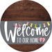 Welcome To Our Home Sign Easter Gray Stripe Wood Grain Decoe-3425-Dh 18 Round
