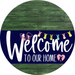 Welcome To Our Home Sign Easter Navy Stripe Green Stain Decoe-3412-Dh 18 Wood Round