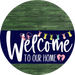 Welcome To Our Home Sign Easter Navy Stripe Green Stain Decoe-3412-Dh 18 Wood Round