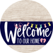 Welcome To Our Home Sign Easter Navy Stripe White Wash Decoe-3410-Dh 18 Wood Round