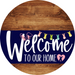Welcome To Our Home Sign Easter Navy Stripe Wood Grain Decoe-3404-Dh 18 Round