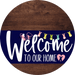 Welcome To Our Home Sign Easter Navy Stripe Wood Grain Decoe-3405-Dh 18 Round