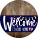 Welcome To Our Home Sign Easter Navy Stripe Wood Grain Decoe-3406-Dh 18 Round