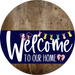 Welcome To Our Home Sign Easter Navy Stripe Wood Grain Decoe-3406-Dh 18 Round