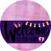 Welcome To Our Home Sign Easter Purple Stripe Pink Stain Decoe-3499-Dh 18 Wood Round