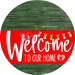 Welcome To Our Home Sign Easter Red Stripe Green Stain Decoe-3452-Dh 18 Wood Round