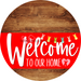 Welcome To Our Home Sign Easter Red Stripe Wood Grain Decoe-3444-Dh 18 Round