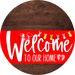 Welcome To Our Home Sign Easter Red Stripe Wood Grain Decoe-3445-Dh 18 Round