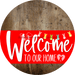 Welcome To Our Home Sign Easter Red Stripe Wood Grain Decoe-3446-Dh 18 Round