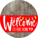 Welcome To Our Home Sign Easter Red Stripe Wood Grain Decoe-3447-Dh 18 Round