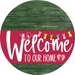 Welcome To Our Home Sign Easter Viva Magenta Stripe Green Stain Decoe-3532-Dh 18 Wood Round
