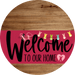 Welcome To Our Home Sign Easter Viva Magenta Stripe Wood Grain Decoe-3513-Dh 18 Round