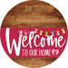 Welcome To Our Home Sign Easter Viva Magenta Stripe Wood Grain Decoe-3524-Dh 18 Round