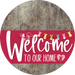 Welcome To Our Home Sign Easter Viva Magenta Stripe Wood Grain Decoe-3527-Dh 18 Round