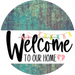 Welcome To Our Home Sign Easter White Stripe Petina Look Decoe-3398-Dh 18 Wood Round