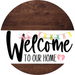 Welcome To Our Home Sign Easter White Stripe Wood Grain Decoe-3395-Dh 18 Round