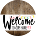 Welcome To Our Home Sign Easter White Stripe Wood Grain Decoe-3396-Dh 18 Round