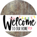 Welcome To Our Home Sign Easter White Stripe Wood Grain Decoe-3397-Dh 18 Round