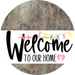 Welcome To Our Home Sign Easter White Stripe Wood Grain Decoe-3397-Dh 18 Round