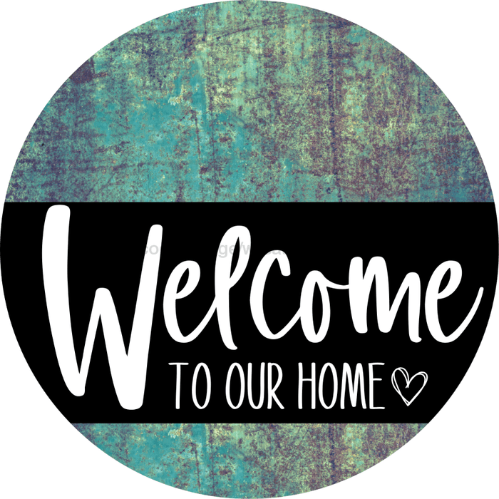 Welcome To Our Home Sign Heart Black Stripe Petina Look Decoe-2909-Dh 18 Wood Round