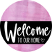 Welcome To Our Home Sign Heart Black Stripe Pink Stain Decoe-2910-Dh 18 Wood Round