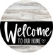 Welcome To Our Home Sign Heart Black Stripe White Wash Decoe-2912-Dh 18 Wood Round