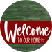 Welcome To Our Home Sign Heart Dark Red Stripe Green Stain Decoe-2842-Dh 18 Wood Round