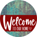 Welcome To Our Home Sign Heart Dark Red Stripe Petina Look Decoe-2838-Dh 18 Wood Round