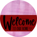 Welcome To Our Home Sign Heart Dark Red Stripe Pink Stain Decoe-2829-Dh 18 Wood Round